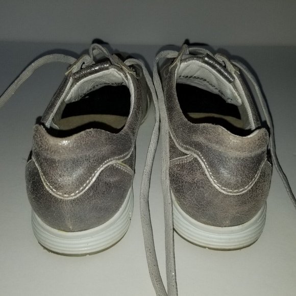 MEPHISTO Yael Metallic Gold Leather Sneakers US 9 UK 6.5 Lace Up Glittery - Picture 9 of 13